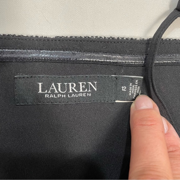 Ralph Lauren Embroidered Cropped Sleeveless Black White Blouse Size 12 - Picture 7 of 10